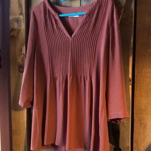 Loose Rust Flowy Sheer Tunic Blouse from Reitmans